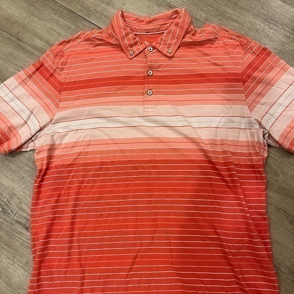 Tommy Bahama Other - Tommy Bahama striped coral, orange polo shirt short sleeve XL